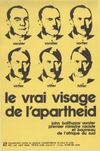1970s French anti-apartheid poster comparing South African Prime Minister BJ Vorster with Hitler: 